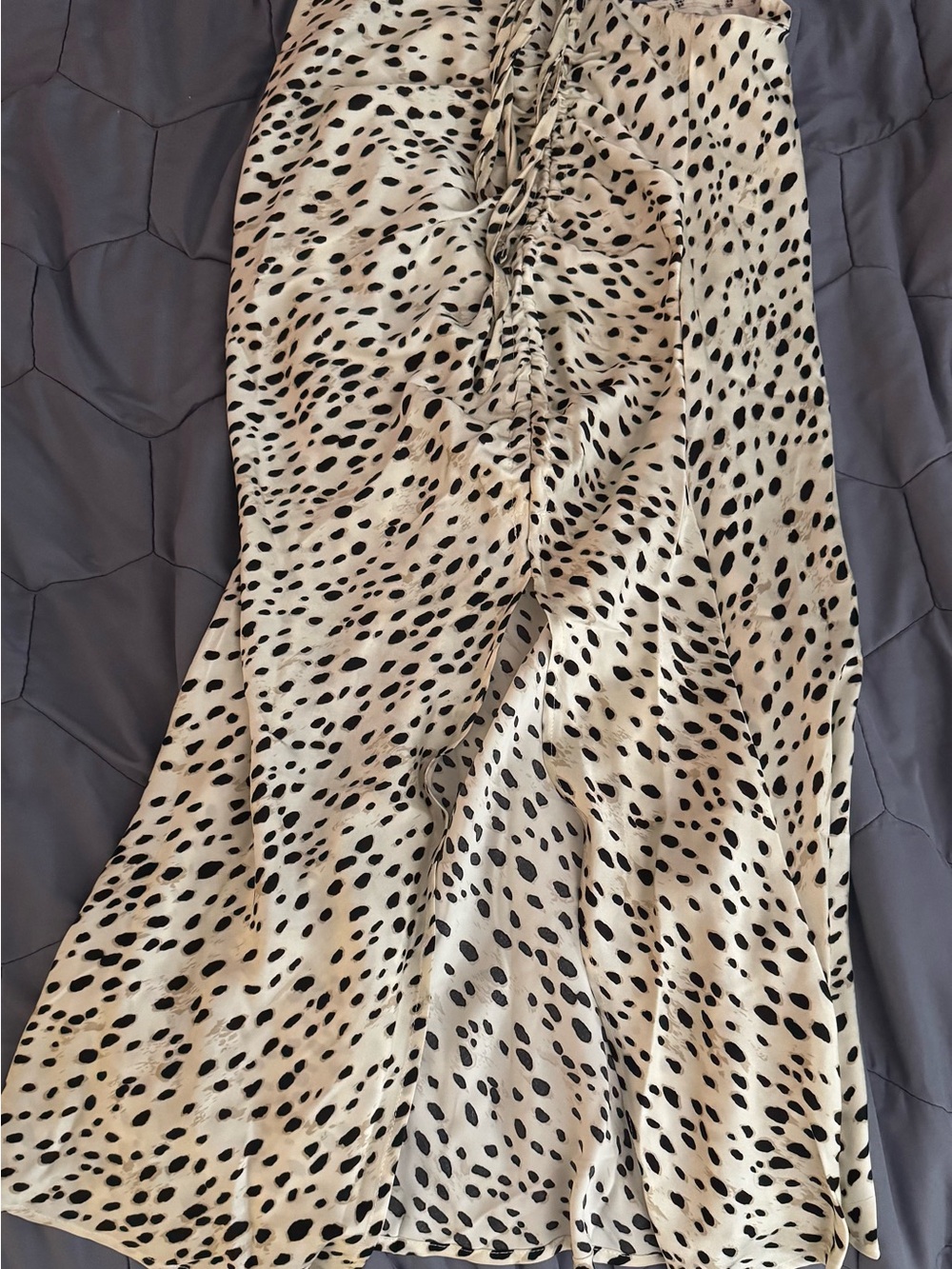 Cider Cream Animal-Print Maxi Skirt with Ruched Center